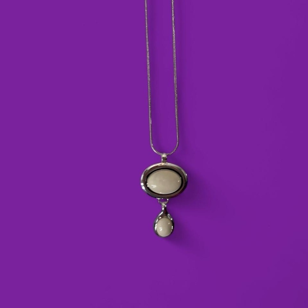Silver and white necklace unbranded